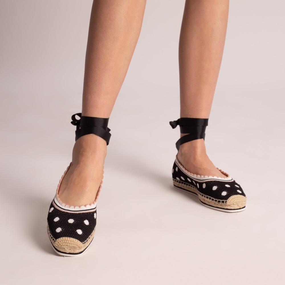 ♠️Kate Spade Knottingham Dots Knit Espadrilles Flats, Black NIB - Picture 13 of 15